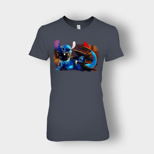 Friends-Toothless-And-Disney-Lilo-And-Stitch-Ladies-T-Shirt-Dark-Heather