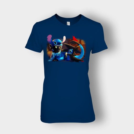 Friends-Toothless-And-Disney-Lilo-And-Stitch-Ladies-T-Shirt-Navy