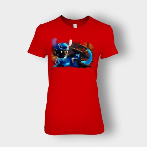 Friends-Toothless-And-Disney-Lilo-And-Stitch-Ladies-T-Shirt-Red