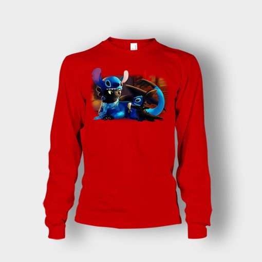 Friends-Toothless-And-Disney-Lilo-And-Stitch-Unisex-Long-Sleeve-Red