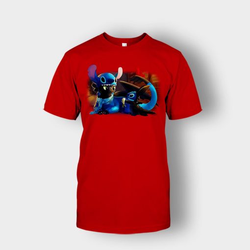 Friends-Toothless-And-Disney-Lilo-And-Stitch-Unisex-T-Shirt-Red