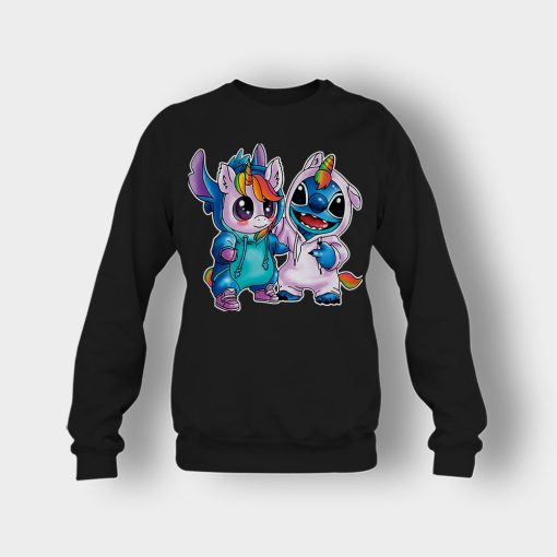 Friends-Unicorn-And-Disney-Lilo-And-Stitch-Crewneck-Sweatshirt-Black