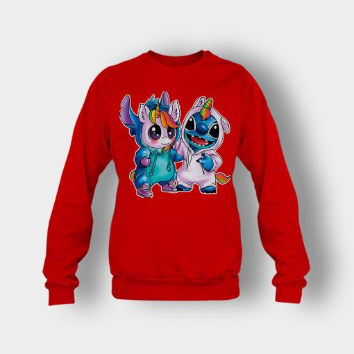 Friends-Unicorn-And-Disney-Lilo-And-Stitch-Crewneck-Sweatshirt-Red
