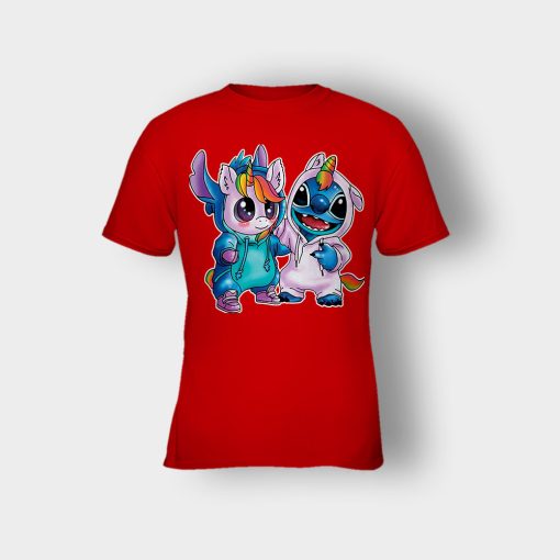Friends-Unicorn-And-Disney-Lilo-And-Stitch-Kids-T-Shirt-Red