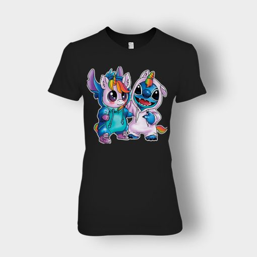 Friends-Unicorn-And-Disney-Lilo-And-Stitch-Ladies-T-Shirt-Black