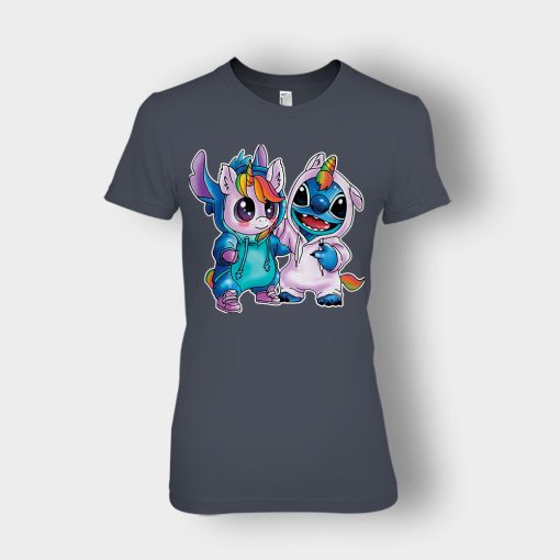 Friends-Unicorn-And-Disney-Lilo-And-Stitch-Ladies-T-Shirt-Dark-Heather