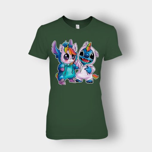 Friends-Unicorn-And-Disney-Lilo-And-Stitch-Ladies-T-Shirt-Forest