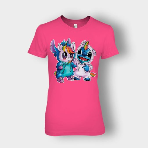 Friends-Unicorn-And-Disney-Lilo-And-Stitch-Ladies-T-Shirt-Heliconia
