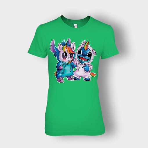 Friends-Unicorn-And-Disney-Lilo-And-Stitch-Ladies-T-Shirt-Irish-Green