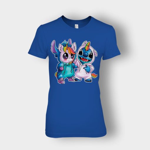 Friends-Unicorn-And-Disney-Lilo-And-Stitch-Ladies-T-Shirt-Royal