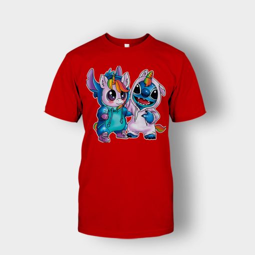 Friends-Unicorn-And-Disney-Lilo-And-Stitch-Unisex-T-Shirt-Red