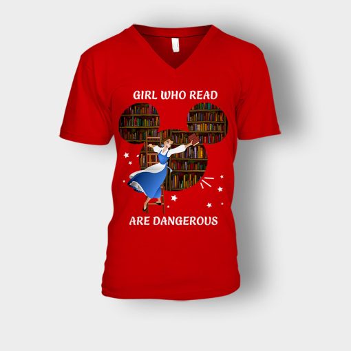 Girls-Who-Read-Disney-Beauty-And-The-Beast-Unisex-V-Neck-T-Shirt-Red