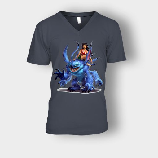 Graphic-Art-Disney-Lilo-And-Stitch-Unisex-V-Neck-T-Shirt-Dark-Heather