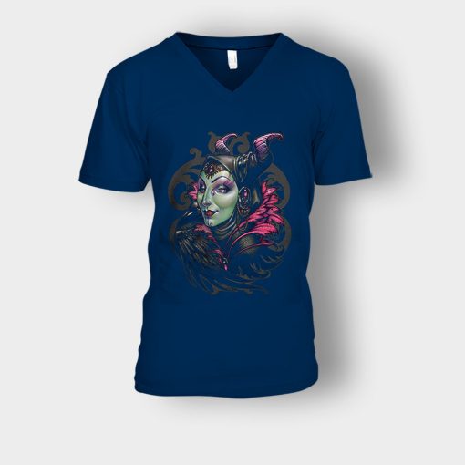 Graphic-Art-Disney-Maleficient-Inspired-Unisex-V-Neck-T-Shirt-Navy