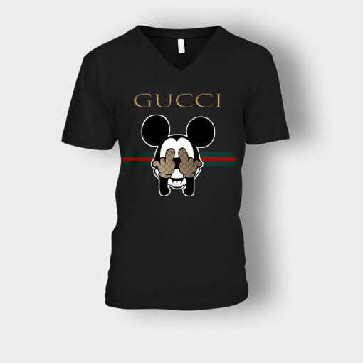 Gucci-Funny-Mickey-Mouse-Disney-Unisex-V-Neck-T-Shirt-Black