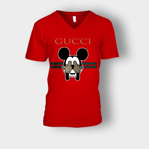 Gucci-Funny-Mickey-Mouse-Disney-Unisex-V-Neck-T-Shirt-Red