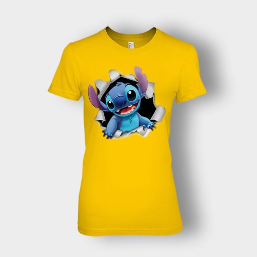 Hello-From-Disney-Lilo-And-Stitch-Ladies-T-Shirt-Gold