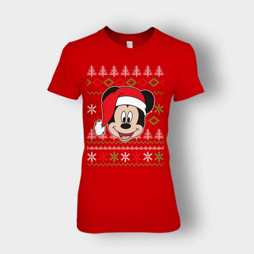 Hello-Xmas-Disney-Mickey-Inspired-Ladies-T-Shirt-Red