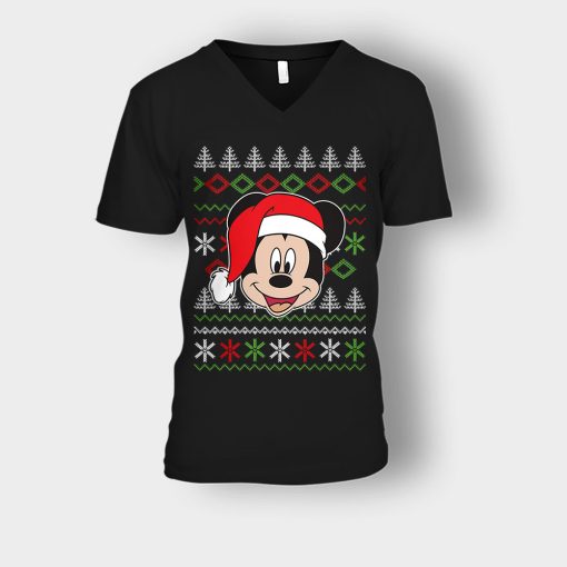 Hello-Xmas-Disney-Mickey-Inspired-Unisex-V-Neck-T-Shirt-Black