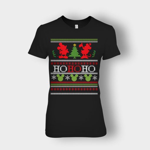 Ho-Ho-Ho-Xmas-Disney-Mickey-Inspired-Ladies-T-Shirt-Black