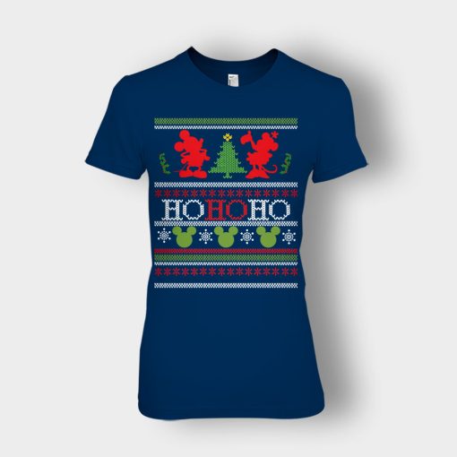 Ho-Ho-Ho-Xmas-Disney-Mickey-Inspired-Ladies-T-Shirt-Navy