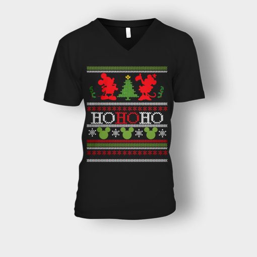 Ho-Ho-Ho-Xmas-Disney-Mickey-Inspired-Unisex-V-Neck-T-Shirt-Black