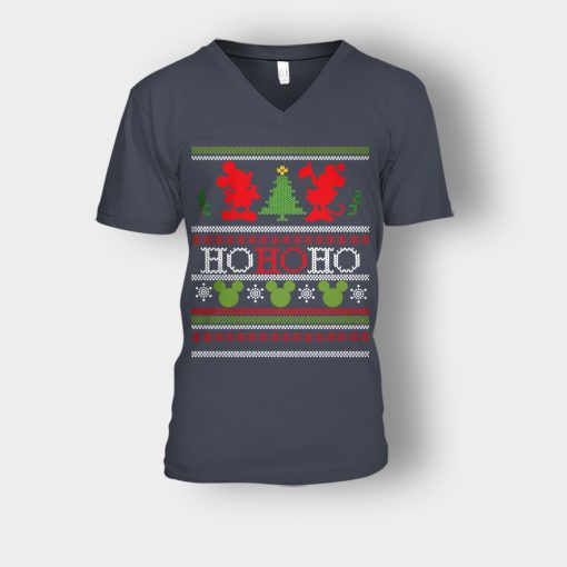 Ho-Ho-Ho-Xmas-Disney-Mickey-Inspired-Unisex-V-Neck-T-Shirt-Dark-Heather