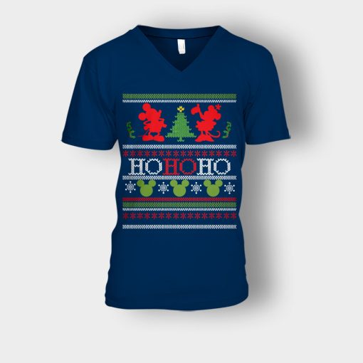 Ho-Ho-Ho-Xmas-Disney-Mickey-Inspired-Unisex-V-Neck-T-Shirt-Navy