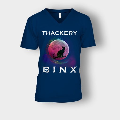 Hocus-Pocus-Thackery-Binx-Unisex-V-Neck-T-Shirt-Navy