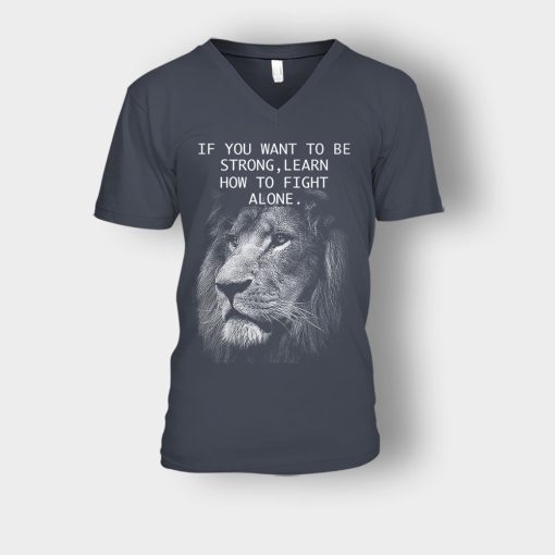 How-To-Fight-Alone-The-Lion-King-Disney-Inspired-Unisex-V-Neck-T-Shirt-Dark-Heather