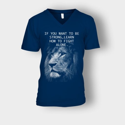 How-To-Fight-Alone-The-Lion-King-Disney-Inspired-Unisex-V-Neck-T-Shirt-Navy