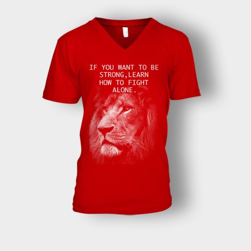 How-To-Fight-Alone-The-Lion-King-Disney-Inspired-Unisex-V-Neck-T-Shirt-Red