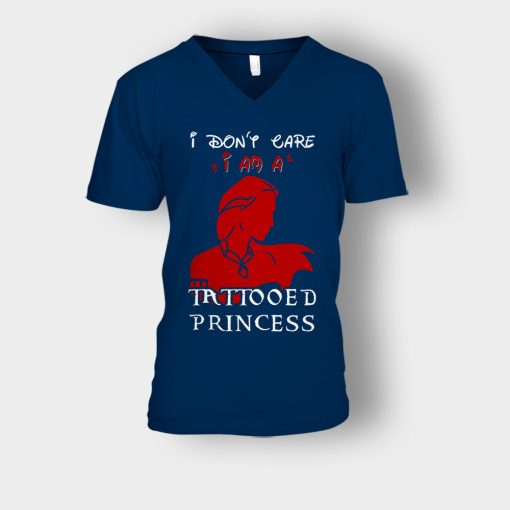 I-Am-A-Tattoed-Princess-Disney-Beauty-And-The-Beast-Unisex-V-Neck-T-Shirt-Navy