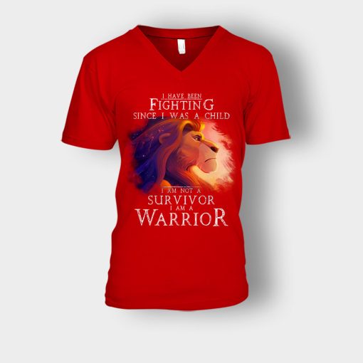 I-Am-A-Warrior-The-Lion-King-Disney-Inspired-Unisex-V-Neck-T-Shirt-Red