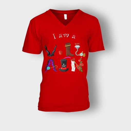 I-Am-a-Disney-Villain-Maleficent-Evil-Queen-Unisex-V-Neck-T-Shirt-Red