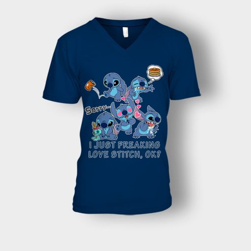 I-Freaking-Love-Disney-Lilo-And-Stitch-Unisex-V-Neck-T-Shirt-Navy