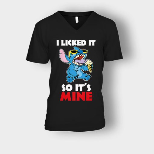 I-Licked-It-So-Its-Mine-Disney-Lilo-And-Stitch-Unisex-V-Neck-T-Shirt-Black