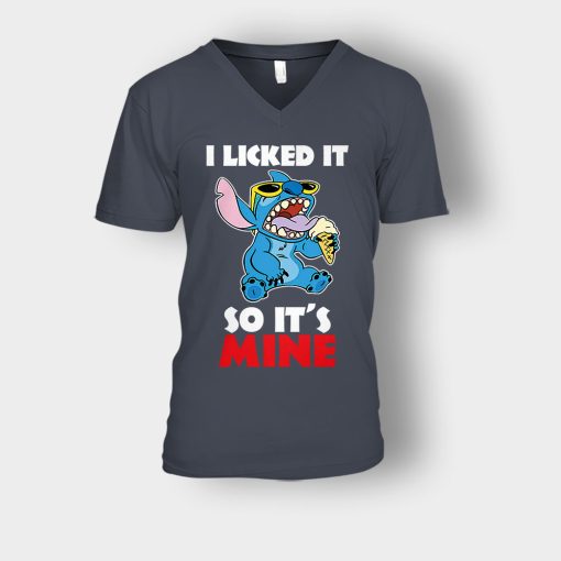 I-Licked-It-So-Its-Mine-Disney-Lilo-And-Stitch-Unisex-V-Neck-T-Shirt-Dark-Heather