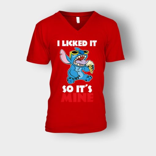 I-Licked-It-So-Its-Mine-Disney-Lilo-And-Stitch-Unisex-V-Neck-T-Shirt-Red