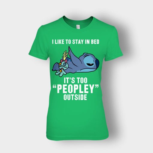 I-Like-To-Stay-In-Bed-Disney-Lilo-And-Stitch-Ladies-T-Shirt-Irish-Green