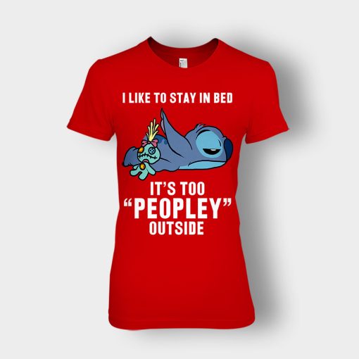 I-Like-To-Stay-In-Bed-Disney-Lilo-And-Stitch-Ladies-T-Shirt-Red