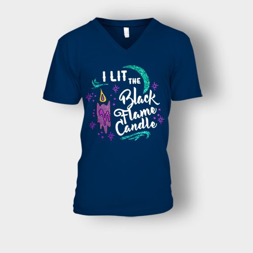 I-Lit-The-Black-Flame-Candle-Disney-Hocus-Pocus-Inspired-Unisex-V-Neck-T-Shirt-Navy