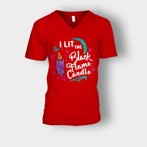 I-Lit-The-Black-Flame-Candle-Disney-Hocus-Pocus-Inspired-Unisex-V-Neck-T-Shirt-Red