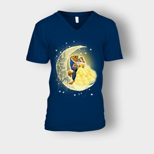 I-Love-You-To-The-Moon-And-Back-Disney-Beauty-And-The-Beast-Unisex-V-Neck-T-Shirt-Navy