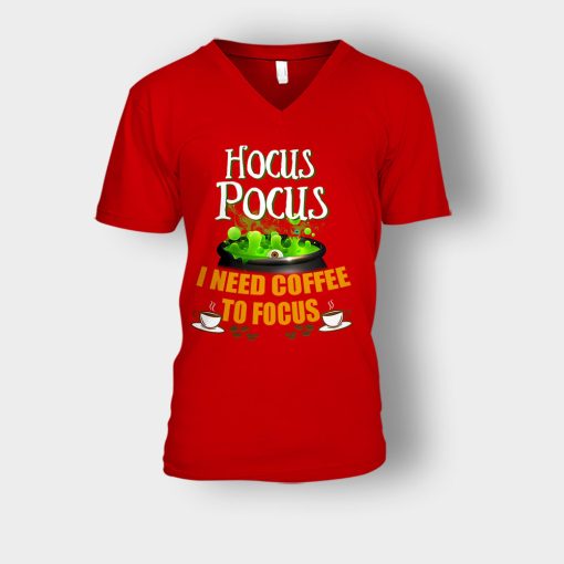 I-Need-Coffee-To-Focus-Disney-Hocus-Pocus-Inspired-Unisex-V-Neck-T-Shirt-Red
