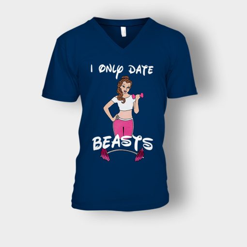 I-Only-Date-Beasts-Disney-Beauty-And-The-Beast-Unisex-V-Neck-T-Shirt-Navy