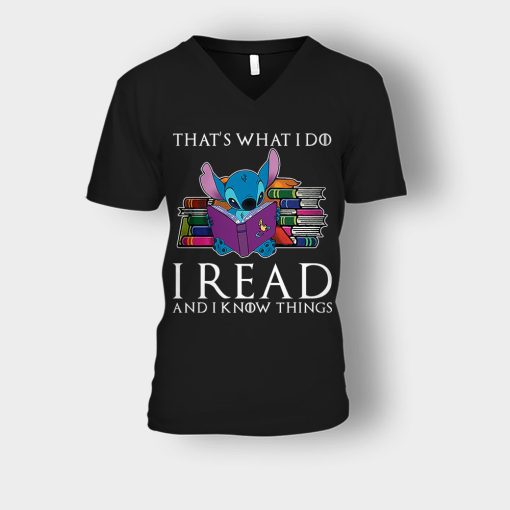 I-Read-And-I-Know-Things-Disney-Lilo-And-Stitch-Unisex-V-Neck-T-Shirt-Black