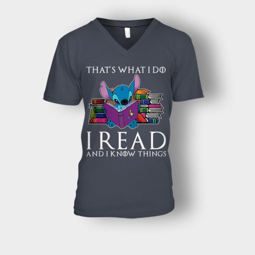 I-Read-And-I-Know-Things-Disney-Lilo-And-Stitch-Unisex-V-Neck-T-Shirt-Dark-Heather