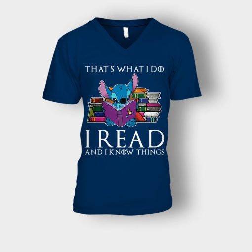 I-Read-And-I-Know-Things-Disney-Lilo-And-Stitch-Unisex-V-Neck-T-Shirt-Navy