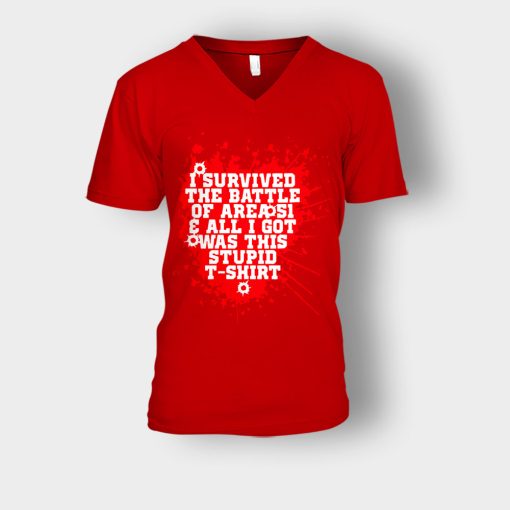 I-survived-the-battle-of-the-Area-51-Unisex-V-Neck-T-Shirt-Red